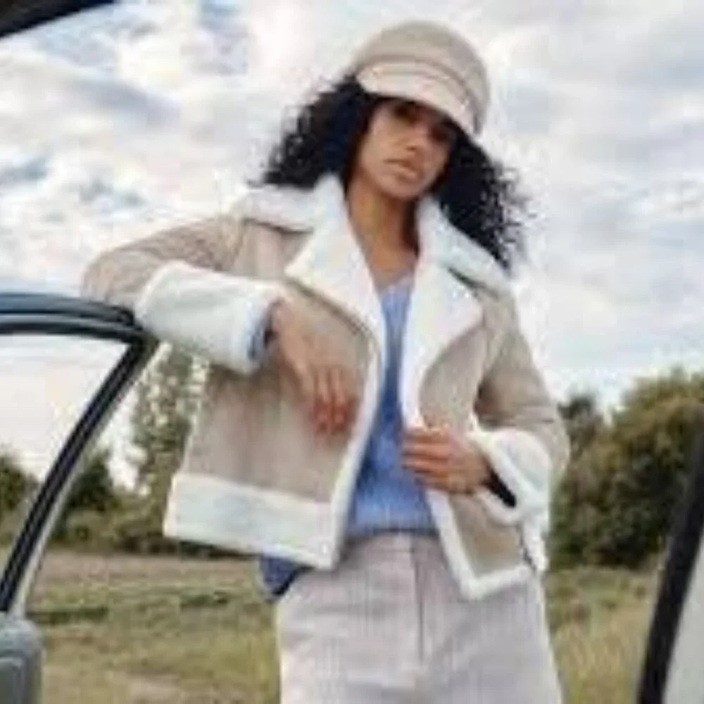 Soia & Kyo Phoebe Faux-Sherpa Moto Jacket, Size XS - Picture 2 of 6